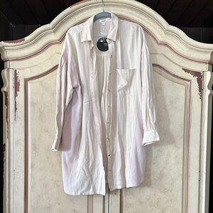 NWT mittoshop Cream Button-Up Shirt Dress Duster size Small